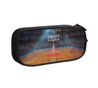 JKLQWC Indoor Basketball Printed Pencil Case Cute Pen Pencil Box Bag Zipper Storage Organizer Box Holder for Office School Teen Girl Boy Adult,Black