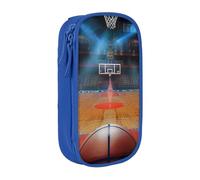 JKLQWC Indoor Basketball Printed Pencil Case Cute Pen Pouch Large Pen Bag Portable Storage Organizer Box for Office School Teen Girl Boy Adult,Blue