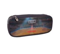 JKLQWC Indoor Basketball Printed PU Leather Pencil Case Cute Pen Pencil Box Bag Zipper Office School Pencil Pouch Organizer for Students Teen Girls Boys Adult