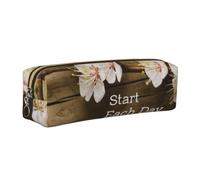JKLQWC Inspirational Quotes Printed Leather Pencil Case with Gold Zipper - Simple and Lightweight Organizer for School, Office, Travel, Makeup