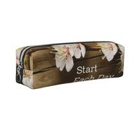 JKLQWC Inspirational Quotes Printed Leather Pencil Case with Silver Zipper - Simple and Lightweight Organizer for School, Office, Travel, Makeup