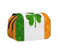 JKLQWC Irish Flag Prints Pencil Case for Kids Men Women, Two Layers Large Capacity Pencil Pouch Makeup Bag Organizer for Office School Travel