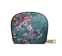 JKLQWC Japanese Cherry Flowers Printed Credit Card Wallet for Women Men Cute Zipper Card Cases Holder Mini Coin Purse with 12 Card Slots