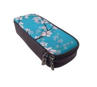 JKLQWC Japanese Cherry Flowers Prints Pencil Case for Girls Boys Cute PU Leather Pen Pencil Box Bag Zipper Pencil Pouch Organizer for Office School