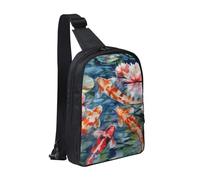 JKLQWC Japanese Koi Fish Printed Crossbody Sling Backpack Sling Bag for Men Women Adjustable Shoulder Bag Travel Hiking Chest Bag Daypack