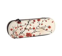 JKLQWC Japanese Spring Plum Floral Printed Pencil Case Cute Pen Pencil Box Bag PU Leather Zipper Pencil Pouch Organizer for Office School Travel