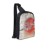 JKLQWC Japanese Sun Reflection Printed Crossbody Sling Backpack Sling Bag for Men Women Adjustable Shoulder Bag Travel Hiking Chest Bag Daypack
