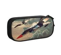 JKLQWC Jet Fighter Printed Pencil Case Cute Pen Pencil Box Bag Zipper Storage Organizer Box Holder for Office School Teen Girl Boy Adult,Black