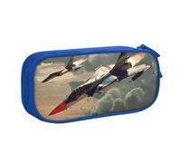 JKLQWC Jet Fighter Printed Pencil Case Cute Pen Pencil Box Bag Zipper Storage Organizer Box Holder for Office School Teen Girl Boy Adult,Blue