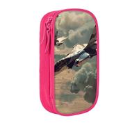 JKLQWC Jet Fighter Printed Pencil Case Cute Pen Pouch Large Pen Bag Portable Storage Organizer Box for Office School Teen Girl Boy Adult,Pink