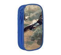 JKLQWC Jet Fighter Printed Pencil Case Cute Pen Pouch Large Pen Bag Portable Storage Organizer Box for Office School Teen Girl Boy Adult,Blue
