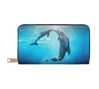JKLQWC Kiss Dolphin Tale Pattern Printed PU Leather Wallet for Women Men Funny Ladies Coin Purses with Card Holder