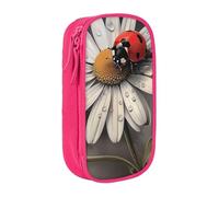 JKLQWC Ladybug Pattern Printed Pencil Case Cute Pen Pouch Large Pen Bag Portable Storage Organizer Box for Office School Teen Girl Boy Adult,Pink