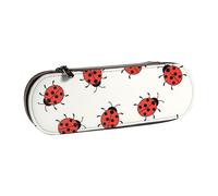 JKLQWC Ladybugs Pattern Infinite Speckled Printed Pencil Case Cute Pen Pencil Box Bag PU Leather Zipper Pencil Pouch Organizer for Office School Travel