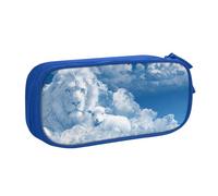 JKLQWC Lamb with A Lion On The Clouds Printed Pencil Case Cute Pen Pencil Box Bag Zipper Storage Organizer Box Holder for Office School Teen Girl Boy Adult,Blue