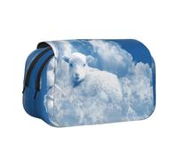 JKLQWC Lamb with A Lion On The Clouds Prints Pencil Case for Kids Men Women, Two Layers Large Capacity Pencil Pouch Makeup Bag Organizer for Office School Travel