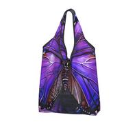 JKLQWC Large Butterfly Printed Foldable Shopping Bag 3 PCS, Reusable Grocery Tote Bags for Daily Shopping and Travel