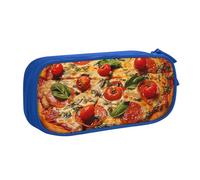 JKLQWC Large Pizza Printed Pencil Case Cute Pen Pencil Box Bag Zipper Storage Organizer Box Holder for Office School Teen Girl Boy Adult,Blue