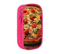 JKLQWC Large Pizza Printed Pencil Case Cute Pen Pouch Large Pen Bag Portable Storage Organizer Box for Office School Teen Girl Boy Adult,Pink