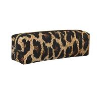 JKLQWC Leopard Print Printed Leather Pencil Case with Gold Zipper - Simple and Lightweight Organizer for School, Office, Travel, Makeup