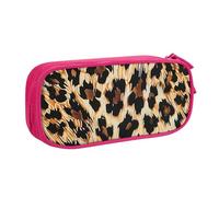JKLQWC Leopard Print Printed Pencil Case Cute Pen Pencil Box Bag Zipper Storage Organizer Box Holder for Office School Teen Girl Boy Adult,Pink