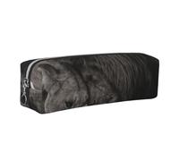 JKLQWC Lion and Lioness Printed Leather Pencil Case with Silver Zipper - Simple and Lightweight Organizer for School, Office, Travel, Makeup