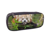 JKLQWC Little Red Panda Printed PU Leather Pencil Case Cute Pen Pencil Box Bag Zipper Office School Pencil Pouch Organizer for Students Teen Girls Boys Adult Gifts