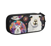 JKLQWC Llama Alpaca Printed Pencil Case Cute Pen Pencil Box Bag Zipper Storage Organizer Box Holder for Office School Teen Girl Boy Adult,Black