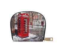 JKLQWC London Red Telephone Booth Printed Card Wallet for Women Men Cute Zipper Card Cases Holder Mini Coin Purse with 12 Card Slots