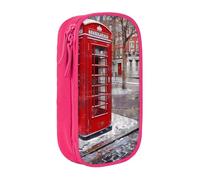 JKLQWC London Red Telephone Booth Printed Pencil Case Cute Pen Pouch Large Pen Bag Portable Storage Organizer Box for Office School Teen Girl Boy Adult,Pink