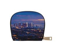JKLQWC Los Angeles Skyline Printed Card Wallet for Women Men Cute Zipper Card Cases Holder Mini Coin Purse with 12 Card Slots