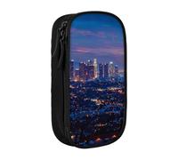 JKLQWC Los Angeles Skyline Printed Pencil Case Cute Pen Pouch Large Pen Bag Portable Storage Organizer Box for Office School Teen Girl Boy Adult,Black