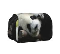 JKLQWC Lovely Pandas Prints Pencil Case for Kids Men Women, Two Layers Large Capacity Pencil Pouch Makeup Bag Organizer for Office School Travel