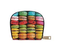 JKLQWC Macaron Biscuit Flavored Pastries Printed Card Wallet for Women Men Cute Zipper Card Cases Holder Mini Coin Purse with 12 Card Slots