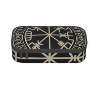 JKLQWC Magical Design Norse Runes Compass Printed Pencil Case Cute Pen Pencil Box Bag Large Capacity Compartment Zipper Pencil Pouch Organizer for Office School Travel