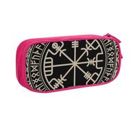 JKLQWC Magical Design Norse Runes Compass Printed Pencil Case Cute Pen Pencil Box Bag Zipper Storage Organizer Box Holder for Office School Teen Girl Boy Adult,Pink