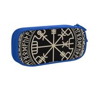 JKLQWC Magical Design Norse Runes Compass Printed Pencil Case Cute Pen Pencil Box Bag Zipper Storage Organizer Box Holder for Office School Teen Girl Boy Adult,Blue