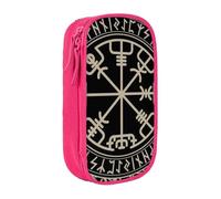 JKLQWC Magical Design Norse Runes Compass Printed Pencil Case Cute Pen Pouch Large Pen Bag Portable Storage Organizer Box for Office School Teen Girl Boy Adult,Pink