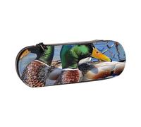 JKLQWC Mallard Duck Outdoor Printed Pencil Case Cute Pen Pencil Box Bag PU Leather Zipper Pencil Pouch Organizer for Office School Travel