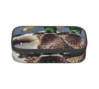 JKLQWC Mallard Duck Printed Pencil Case Cute Pen Pencil Box Bag Large Capacity Compartment Zipper Pencil Pouch Organizer for Office School Travel