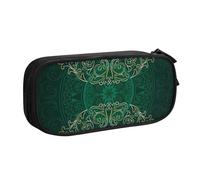 JKLQWC Mandala Style Floral Circle Antique Swirls Printed Pencil Case Cute Pen Pencil Box Bag Zipper Storage Organizer Box Holder for Office School Teen Girl Boy Adult,Black