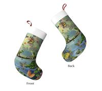 JKLQWC Many Frogs Sing on The Branches Butterflies Prints Soft Christmas Stocking Large Plush Hanging Xmas Santa Socks for Holiday Party Gifts Decoration