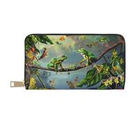 JKLQWC Many Frogs Sing on The Branches Summer Butterflies Printed Long Wallet for Women Men Cute Coin Purse with Card Holder