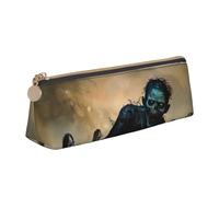 JKLQWC Many Zombie Printed Triangle Pencil Case with Zipper - Lightweight Leather Organizer for School, Office, Travel, Makeup