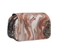 JKLQWC Marble Color Rose Gold Prints Pencil Case for Kids Men Women, Two Layers Large Capacity Pencil Pouch Makeup Bag Organizer for Office School Travel