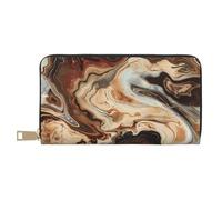 JKLQWC Marble Mixed Brown Printed Long Wallet for Women Men Cute Coin Purse with Card Holder