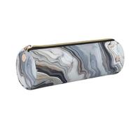 JKLQWC Marble Mural Printed Cylinder Pencil Case with Gold Zipper - Lightweight Leather Organizer for School, Office, Travel, Makeup