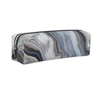 JKLQWC Marble Mural Printed Leather Pencil Case with Silver Zipper - Simple and Lightweight Organizer for School, Office, Travel, Makeup