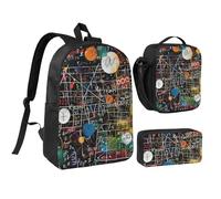 JKLQWC Math Formula Print Backpack Set 3-Piece, 17-Inch School Bag with Insulated Lunch Bag & Pencil Case for Students Teens Girls Boys