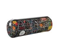 JKLQWC Math Formula Printed Cylinder Pencil Case with Silver Zipper - Lightweight Leather Organizer for School, Office, Travel, Makeup
